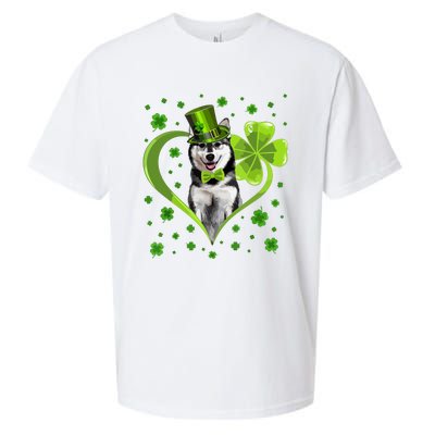 Funny Puppy Shamrock Siberian Husky Dog St Patricks Day Sueded Cloud Jersey T-Shirt