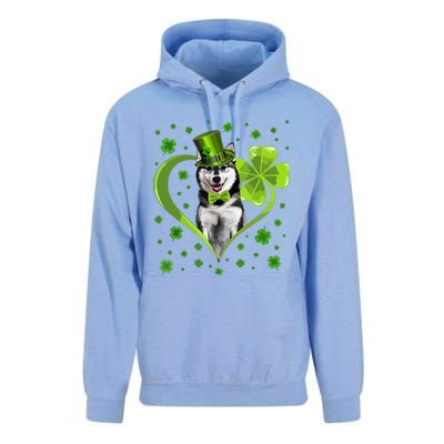 Funny Puppy Shamrock Siberian Husky Dog St Patricks Day Unisex Surf Hoodie