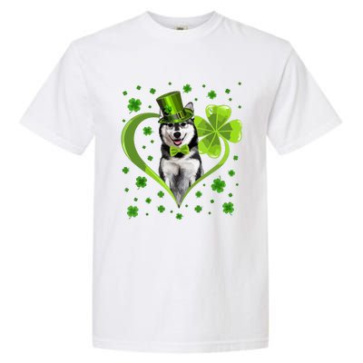 Funny Puppy Shamrock Siberian Husky Dog St Patricks Day Garment-Dyed Heavyweight T-Shirt