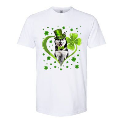 Funny Puppy Shamrock Siberian Husky Dog St Patricks Day Softstyle CVC T-Shirt