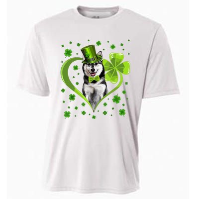 Funny Puppy Shamrock Siberian Husky Dog St Patricks Day Cooling Performance Crew T-Shirt