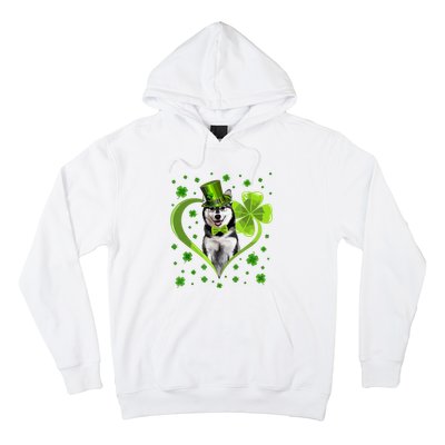 Funny Puppy Shamrock Siberian Husky Dog St Patricks Day Hoodie