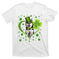 Funny Puppy Shamrock Siberian Husky Dog St Patricks Day T-Shirt