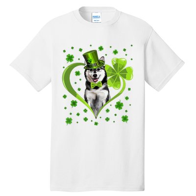 Funny Puppy Shamrock Siberian Husky Dog St Patricks Day Tall T-Shirt