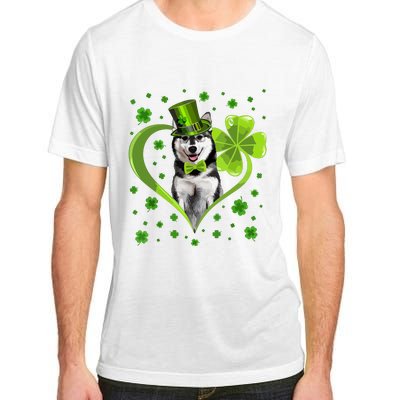 Funny Puppy Shamrock Siberian Husky Dog St Patricks Day Adult ChromaSoft Performance T-Shirt