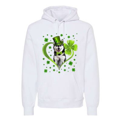 Funny Puppy Shamrock Siberian Husky Dog St Patricks Day Premium Hoodie