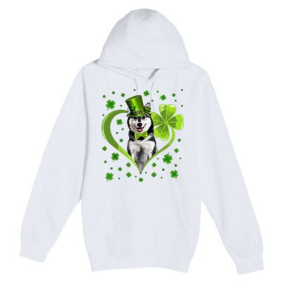 Funny Puppy Shamrock Siberian Husky Dog St Patricks Day Premium Pullover Hoodie