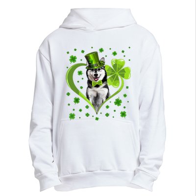 Funny Puppy Shamrock Siberian Husky Dog St Patricks Day Urban Pullover Hoodie