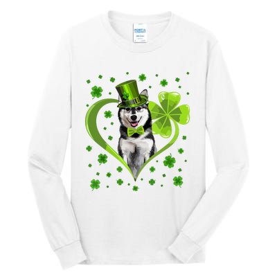 Funny Puppy Shamrock Siberian Husky Dog St Patricks Day Tall Long Sleeve T-Shirt