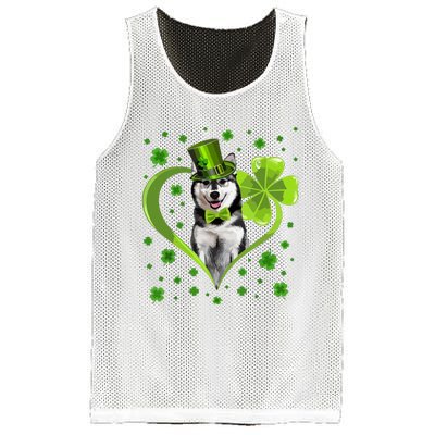 Funny Puppy Shamrock Siberian Husky Dog St Patricks Day Mesh Reversible Basketball Jersey Tank