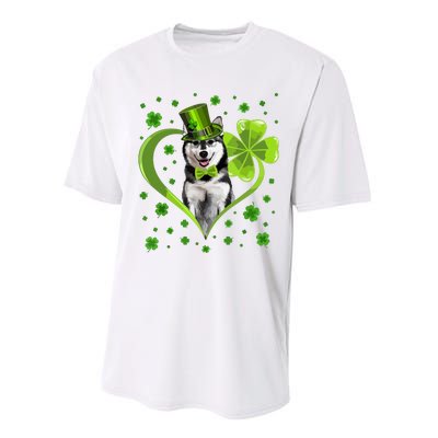 Funny Puppy Shamrock Siberian Husky Dog St Patricks Day Performance Sprint T-Shirt