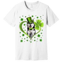 Funny Puppy Shamrock Siberian Husky Dog St Patricks Day Premium T-Shirt