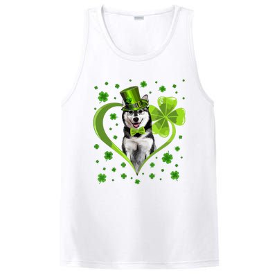 Funny Puppy Shamrock Siberian Husky Dog St Patricks Day PosiCharge Competitor Tank