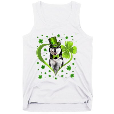 Funny Puppy Shamrock Siberian Husky Dog St Patricks Day Tank Top