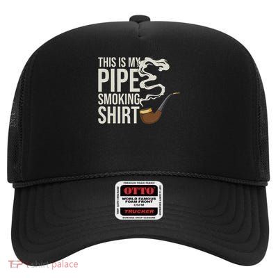 Funny Pipe Smoking Gifts Black Cotton Blend Pip High Crown Mesh Back Trucker Hat