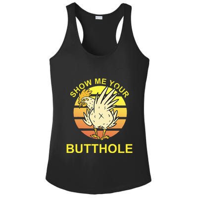 Funny Party Show Me Your Butthole Ladies PosiCharge Competitor Racerback Tank
