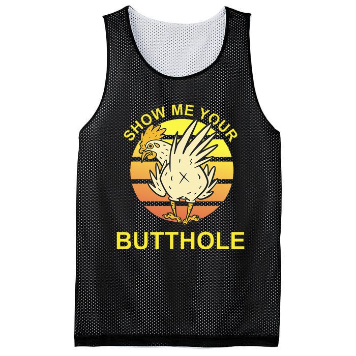 Funny Party Show Me Your Butthole Mesh Reversible Basketball Jersey Tank