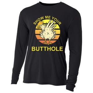 Funny Party Show Me Your Butthole Cooling Performance Long Sleeve Crew