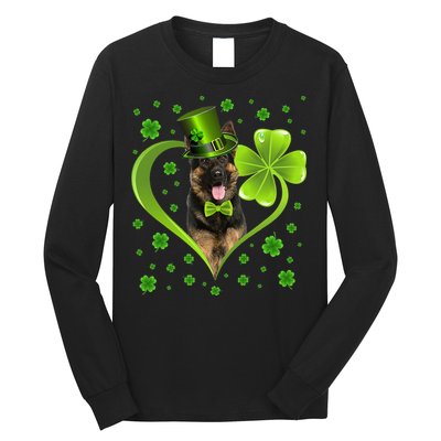 Funny Puppy Shamrock German Shepherd Dog St. Patrick's Day Long Sleeve Shirt