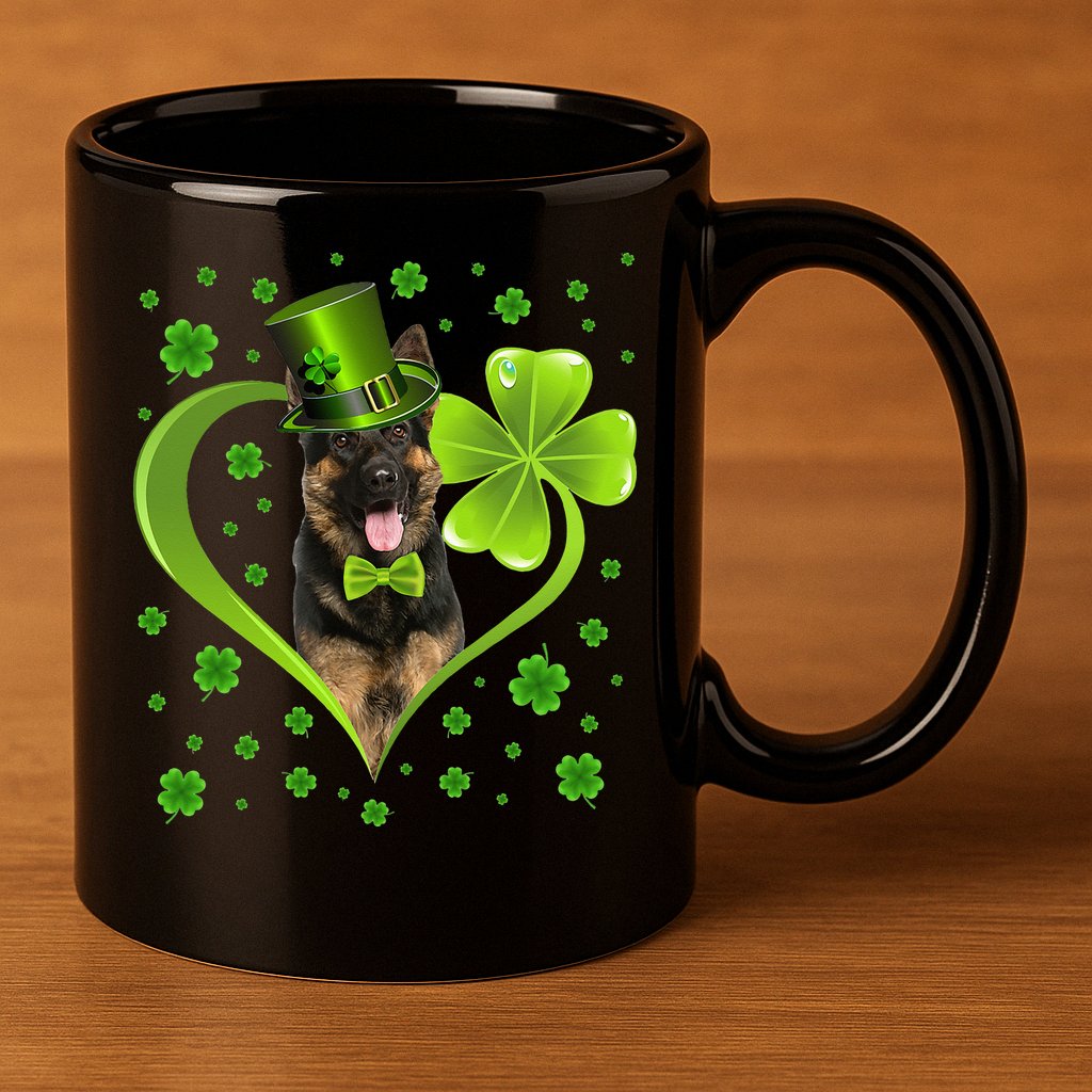 Funny Puppy Shamrock German Shepherd Dog St. Patrick's Day 11oz C Handle Ceramic Mug