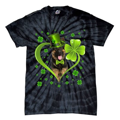 Funny Puppy Shamrock German Shepherd Dog St. Patrick's Day Tie-Dye T-Shirt