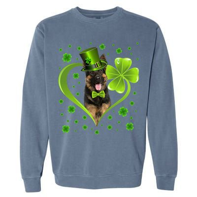 Funny Puppy Shamrock German Shepherd Dog St. Patrick's Day Garment-Dyed Sweatshirt