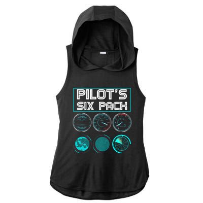 Funny Pilot Six Pack Gift Airplane Pilot Gift Ladies PosiCharge Tri-Blend Wicking Draft Hoodie Tank