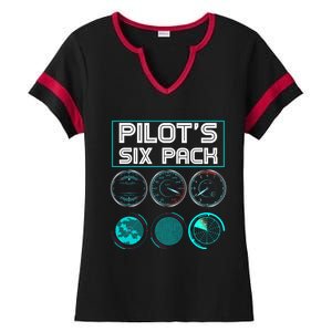 Funny Pilot Six Pack Gift Airplane Pilot Gift Ladies Halftime Notch Neck Tee