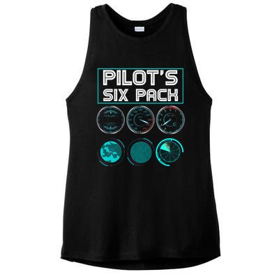 Funny Pilot Six Pack Gift Airplane Pilot Gift Ladies PosiCharge Tri-Blend Wicking Tank