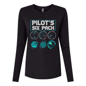 Funny Pilot Six Pack Gift Airplane Pilot Gift Womens Cotton Relaxed Long Sleeve T-Shirt