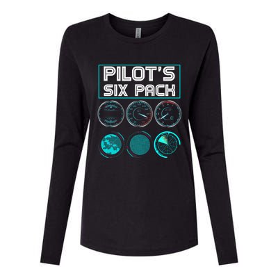 Funny Pilot Six Pack Gift Airplane Pilot Gift Womens Cotton Relaxed Long Sleeve T-Shirt