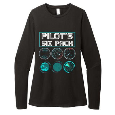 Funny Pilot Six Pack Gift Airplane Pilot Gift Womens CVC Long Sleeve Shirt