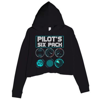 Funny Pilot Six Pack Gift Airplane Pilot Gift Crop Fleece Hoodie