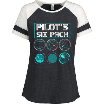 Funny Pilot Six Pack Gift Airplane Pilot Gift Enza Ladies Jersey Colorblock Tee