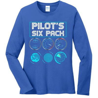 Funny Pilot Six Pack Gift Airplane Pilot Gift Ladies Long Sleeve Shirt