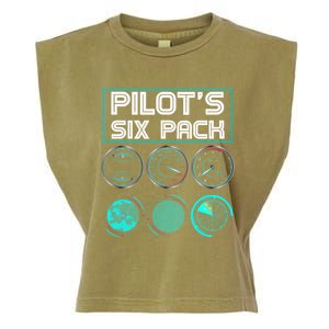 Funny Pilot Six Pack Gift Airplane Pilot Gift Garment-Dyed Women's Muscle Tee