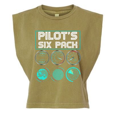 Funny Pilot Six Pack Gift Airplane Pilot Gift Garment-Dyed Women's Muscle Tee