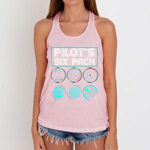 Funny Pilot Six Pack Gift Airplane Pilot Gift Women's Knotted Racerback Tank