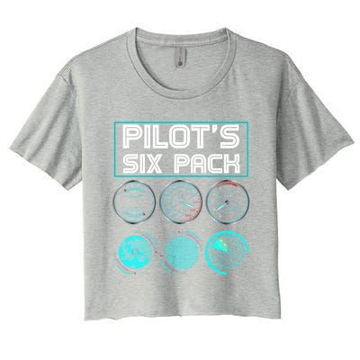 Funny Pilot Six Pack Gift Airplane Pilot Gift Women's Crop Top Tee