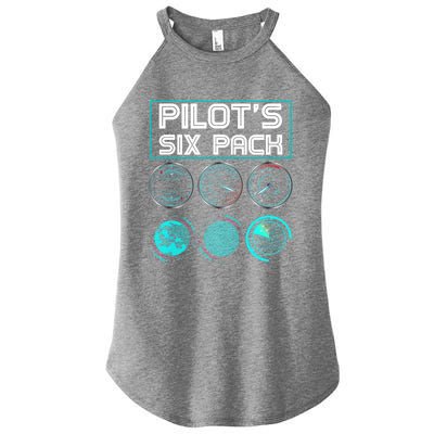 Funny Pilot Six Pack Gift Airplane Pilot Gift Women's Perfect Tri Rocker Tank