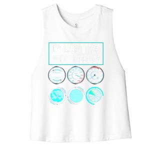 Funny Pilot Six Pack Gift Airplane Pilot Gift Women's Racerback Cropped Tank