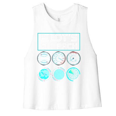 Funny Pilot Six Pack Gift Airplane Pilot Gift Women's Racerback Cropped Tank