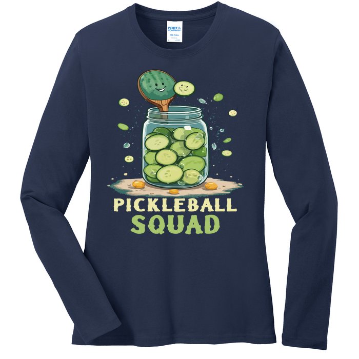 Funny Pickleball Squad Ladies Long Sleeve Shirt