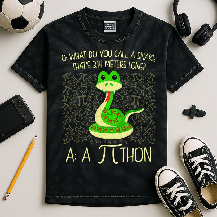 Funny Python Snake Pi Day Kids Tie-Dye T-Shirt