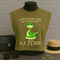 Funny Python Snake Pi Day Garment-Dyed Women's Muscle Tee