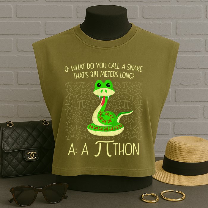 Funny Python Snake Pi Day Garment-Dyed Women's Muscle Tee