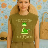 Funny Python Snake Pi Day Garment-Dyed Women's Muscle Tee