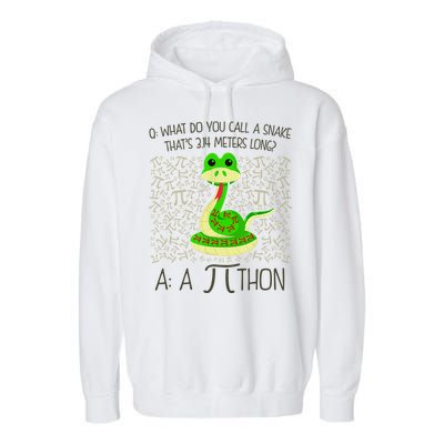 Funny Python Snake Pi Day Garment-Dyed Fleece Hoodie