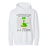 Funny Python Snake Pi Day Garment-Dyed Fleece Hoodie