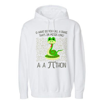 Funny Python Snake Pi Day Garment-Dyed Fleece Hoodie